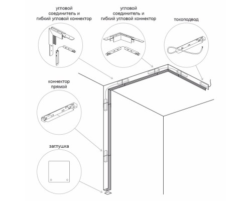 Накладной магнитный трек Ledron АВД-5412 1250 мм Mini Black