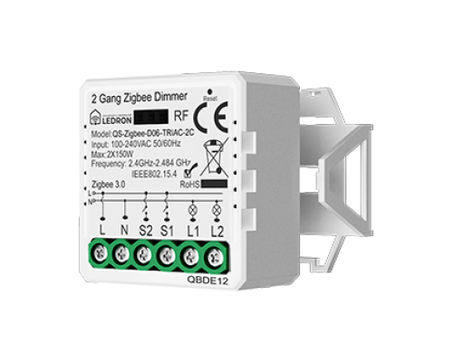 Диммер двухканальный QS-Zigbee-D06-TRIAC-2C