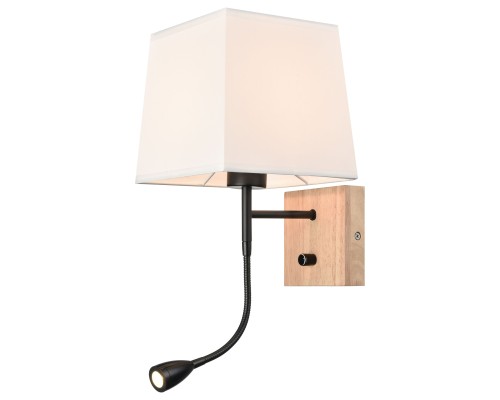 267-711-02 VELANTE Деревянный стиль светильник настенный E27, 1x40W + LED, 1x1W