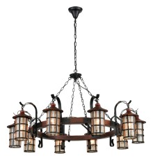 560-703-10 VELANTE Деревянный стиль светильник подвесной, E27, 10x40W