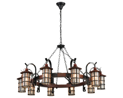 560-703-10 VELANTE Деревянный стиль светильник подвесной, E27, 10x40W