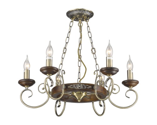 537-523-06 VELANTE Деревянный стиль светильник подвесной, E14, 6x60W