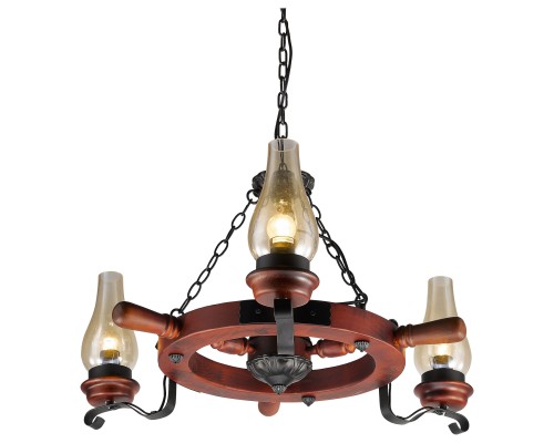 583-703-03 VELANTE Деревянный стиль светильник подвесной, E27, 3x60W