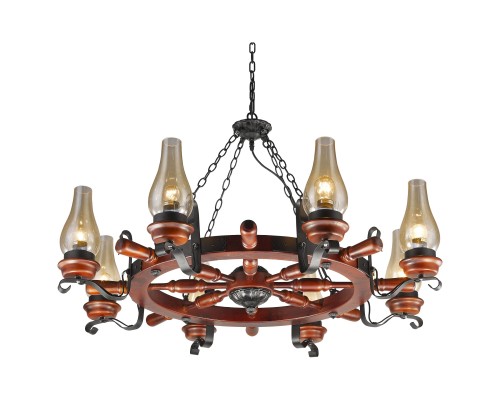 583-703-08 VELANTE Деревянный стиль светильник подвесной, E27, 8x60W