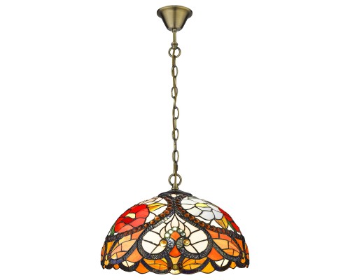 Подвесная люстра Тиффани Velante 827-806-02 бронза E27 2*60Вт