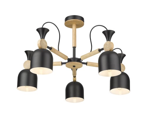 Люстра потолочная Velante 225-023-05 черный, сосна 5*40Вт