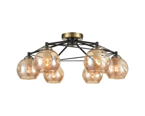 Потолочная люстра Velante 769-527-06 E27 60 Вт бронза, черный, янтарный