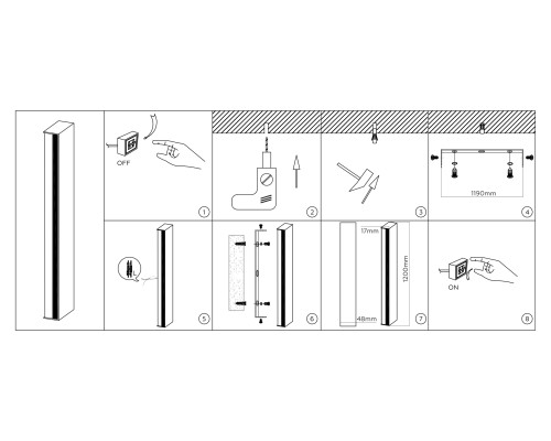 Настенный светодиодный светильник 2700K 33Вт 1200*48*17 FL76155 AMBRELLA LIGHT