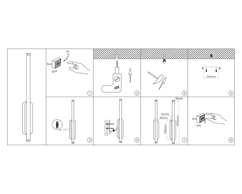 Настенный светодиодный светильник 2700K 6Вт 605*45*43 FL747011 AMBRELLA LIGHT AMBRELLA LIGHT