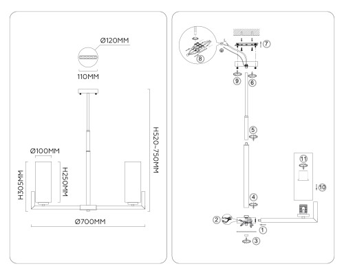 Потолочный светильник E27*7 D700*305 LH56064 AMBRELLA LIGHT AMBRELLA LIGHT