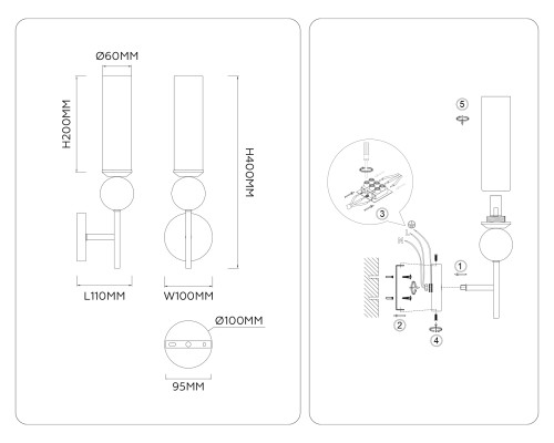 Настенный светильник с мрамором E14*1 110*100*400 LH53266 AMBRELLA LIGHT AMBRELLA LIGHT