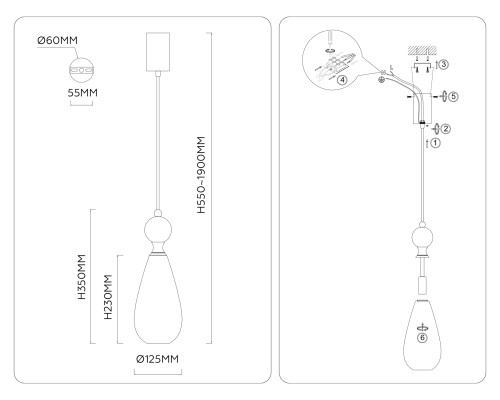 Подвесной светильник с мрамором E14*1 D125*350 LH53289 AMBRELLA LIGHT AMBRELLA LIGHT