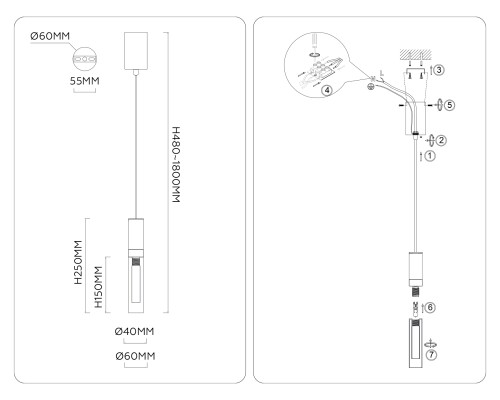 Подвесной светильник с мрамором G9*1 D60*250 LH53350 AMBRELLA LIGHT AMBRELLA LIGHT