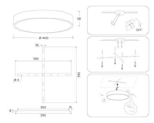 Потолочный светодиодный светильник 3000K 45Вт D400*58 FV5529 AMBRELLA LIGHT AMBRELLA LIGHT