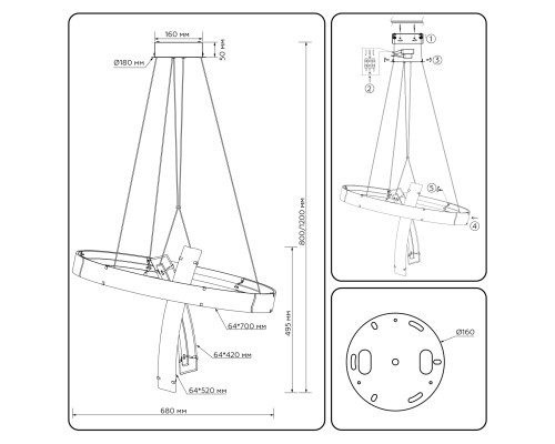 Подвесной светодиодный светильник 3000K 65W AMBRELLA LIGHT