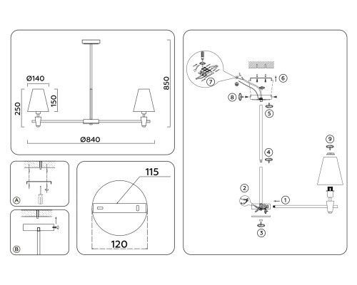 Потолочный светильник с мрамором E14*7 D840*250 LH75045 AMBRELLA LIGHT AMBRELLA LIGHT