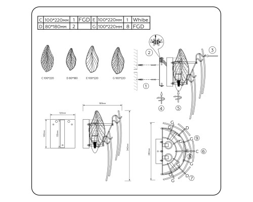 Настенный светильник E14*2 AMBRELLA LIGHT