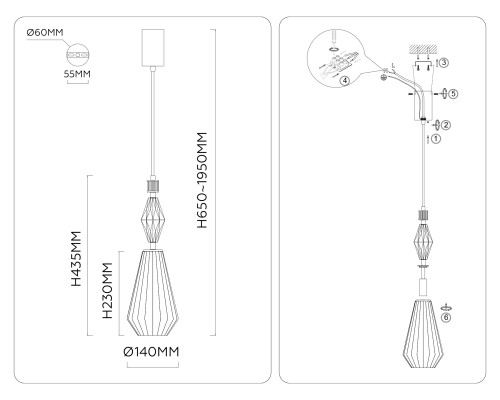 Подвесной светильник с керамикой E14*1 D140*435 LH53181 AMBRELLA LIGHT AMBRELLA LIGHT