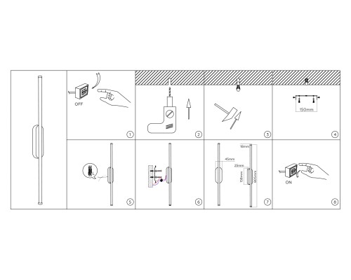 Настенный светодиодный светильник 2700K 9Вт 805*45*43 FL747029 AMBRELLA LIGHT AMBRELLA LIGHT