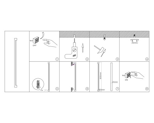 Настенный светодиодный светильник 2700K 9Вт 800*25*60 FL76111 AMBRELLA LIGHT AMBRELLA LIGHT