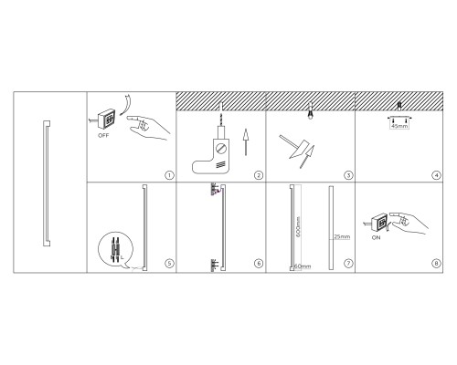 Настенный светодиодный светильник 2700K 7Вт 600*25*60 FL76104 AMBRELLA LIGHT AMBRELLA LIGHT