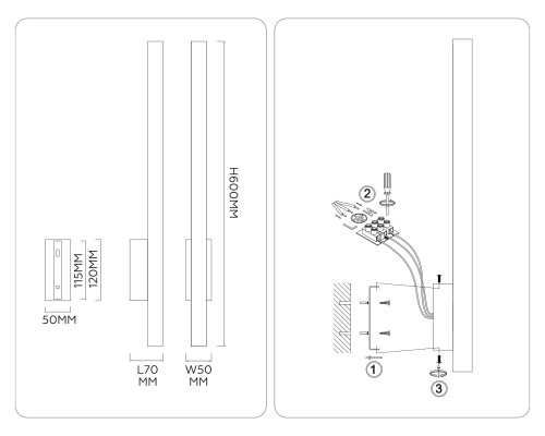 Настенный светодиодный светильник с травертином 3000K 8Вт 70*50*600 LH53625 AMBRELLA LIGHT AMBRELLA LIGHT