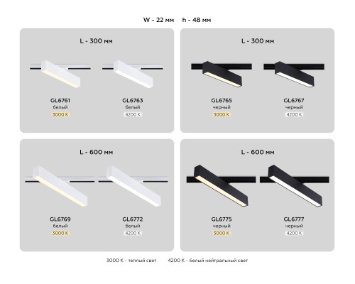Трековый линейный светильник 3000K 24Вт 120° 600*22*48 GL6775 AMBRELLA LIGHT AMBRELLA LIGHT