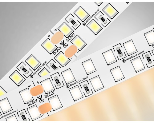 Светодиодная лента двухрядная 24В 2835 240Led 24Вт/м 3000K IP20 5000*14*1.2 GS3701 AMBRELLA LIGHT AMBRELLA LIGHT