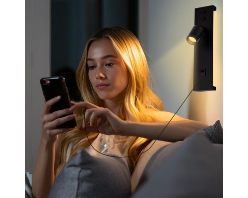 CL704461 Декарт Черный Св-к Настенный с USB