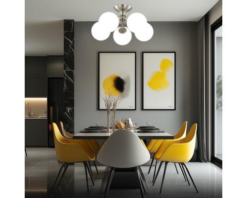 CL102174 Томми Хром Мат.+ Белый Св-к Люстра