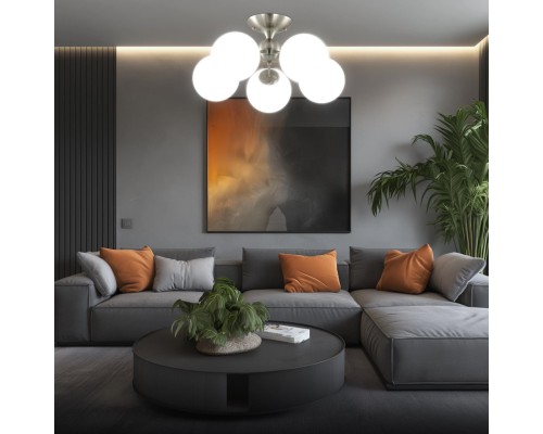 CL102174 Томми Хром Мат.+ Белый Св-к Люстра