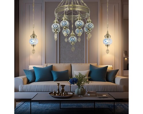 CL419186 Каир Мозаика Синяя Люстра
