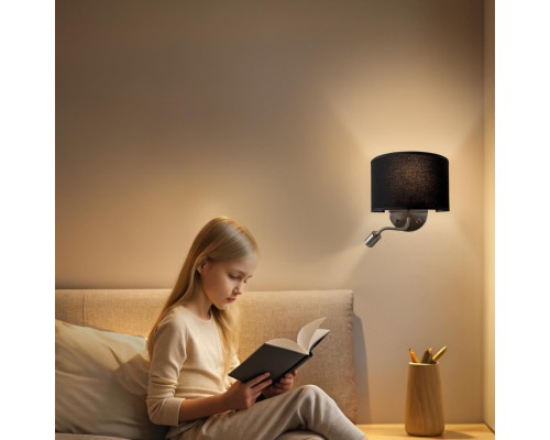 Бра с выключателем и лампой для чтения 3Вт 3000K Citilux CL704305 Декарт Хром Мат. + Черный