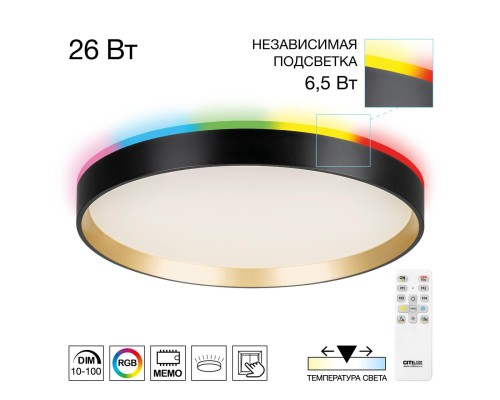 CL750321R ETALON Черный+Золото с пультом и RGB