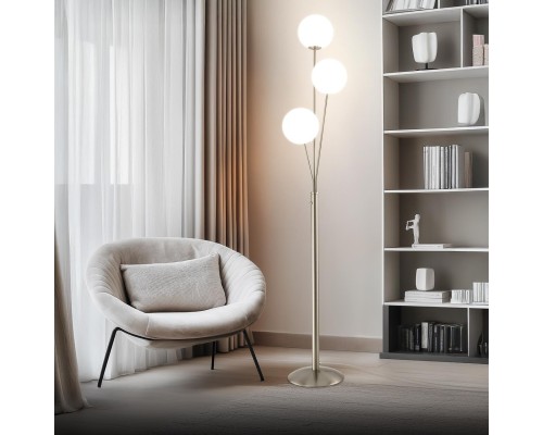 CL102934 Томми Хром Мат.+ Белый Св-к Торшер