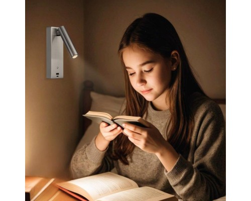 CL704432 Декарт Хром Мат. Св-к Настенный с USB