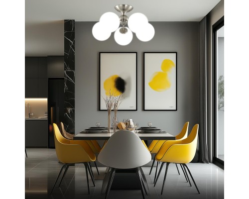 CL102154 Томми Хром Мат.+ Белый Св-к Люстра