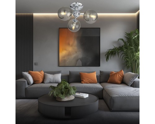 CL102130 Томми Хром+Дымч. Св-к Люстра