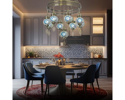 CL419186 Каир Мозаика Синяя Люстра