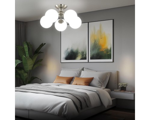 CL102154 Томми Хром Мат.+ Белый Св-к Люстра