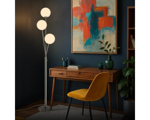 CL102934 Томми Хром Мат.+ Белый Св-к Торшер