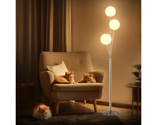 CL102934 Томми Хром Мат.+ Белый Св-к Торшер