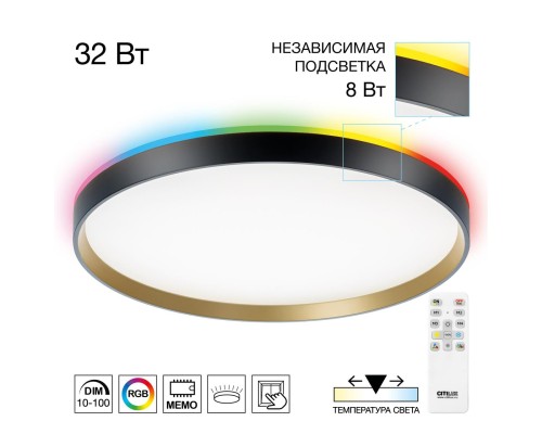 CL750401R ETALON Черный+Золото с пультом и RGB