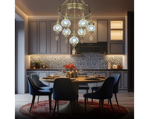 CL419166 Каир Мозаика Синяя Люстра