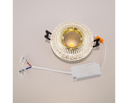 CLD041NW2 Боска Белый+Золото  Св-к Встр. 7W*3500K