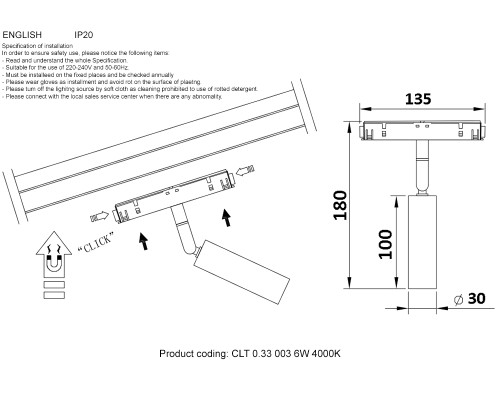 Светильник трековый магнитный Crystal Lux CLT 0.33 003 6W BL 4000K