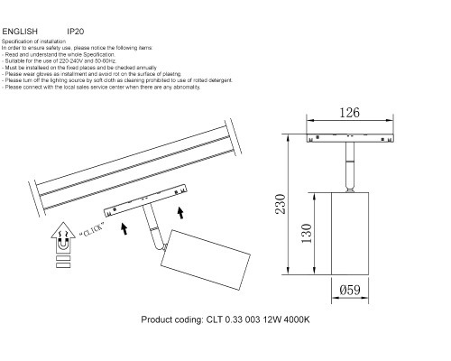 Светильник трековый магнитный Crystal Lux CLT 0.33 003 12W BL 4000K