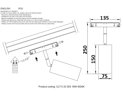 Светильник трековый магнитный Crystal Lux CLT 0.33 003 18W BL 4000K