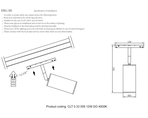 Светильник трековый магнитный Crystal Lux CLT 0.33 009 12W GO 4000K