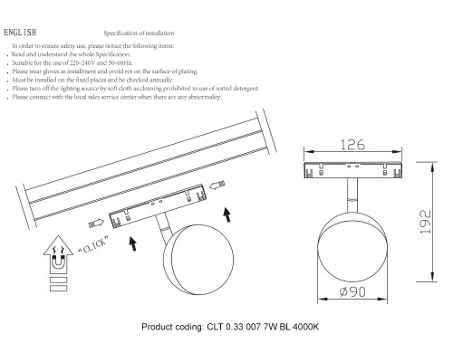 Светильник трековый магнитный Crystal Lux CLT 0.33 007 7W BL 4000K